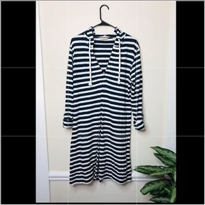 Navy & White stripe knee length dress